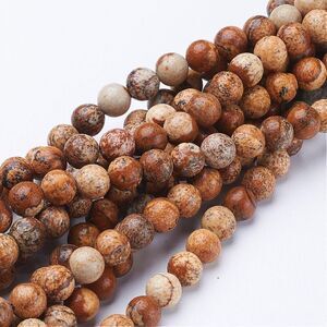 6MM Picture Jasper‎ Beads-ONE Gemstone Bead Strand-Jewelry Making Crafts NWT